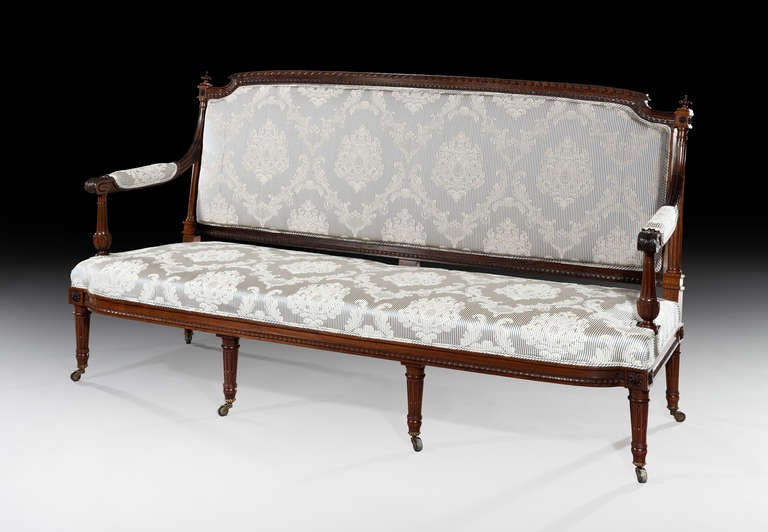 Stunning 19th Century Carved Bowfront Rosewood Settee in