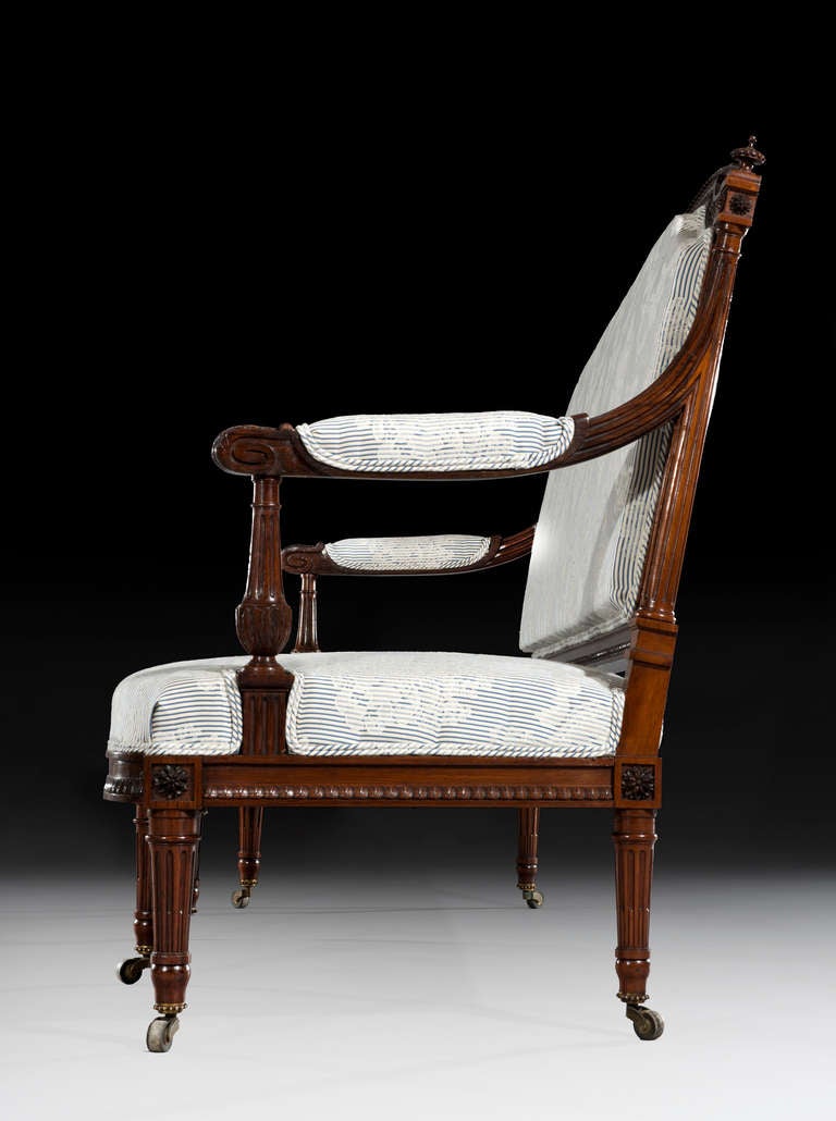Stunning 19th Century Carved Bowfront Rosewood Settee in the Style of Robert Adam 1