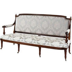 Antique Stunning 19th Century Carved Bowfront Rosewood Settee in the Style of Robert Adam