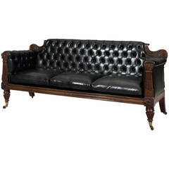 Regency Period Three-Seat Settee Carved in Rosewood by Gillows