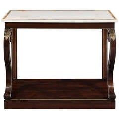 Regency Rosewood and Brass-Mounted Marble-Top Console Table