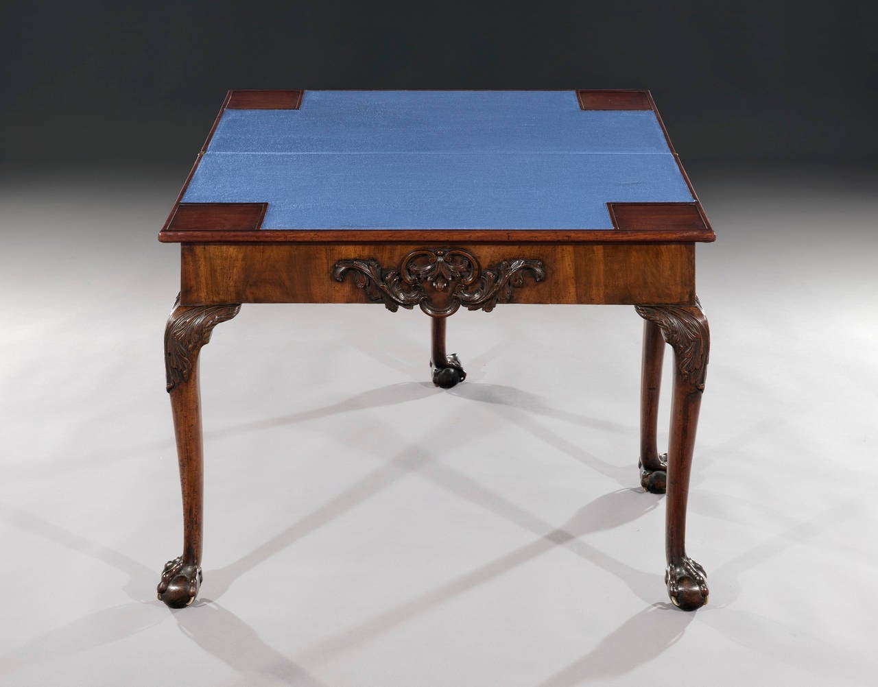 Rare 18th Century George II Carved Mahogany Triple-Top Games Table 1