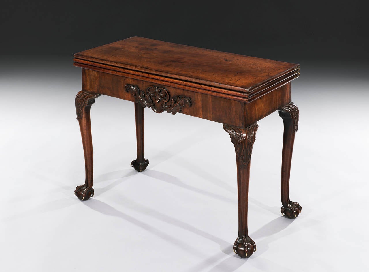 Rare 18th Century George II Carved Mahogany Triple-Top Games Table 3