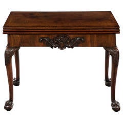 Rare 18th Century George II Carved Mahogany Triple-Top Games Table