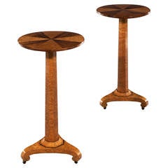 Antique Pair of William IV Rosewood and Bird's-Eye Maple Tilt-Top Occasional Tables