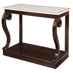 Regency Rosewood and Brass Mounted Marble-Top Console Table