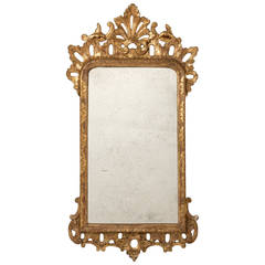 Small George II Period Carved Giltwood Mirror