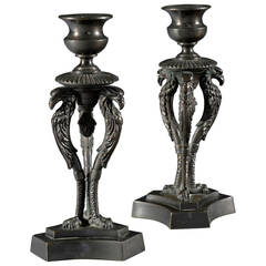 Pair of Regency Period Bronze Candlesticks Attributable to Cheney of London