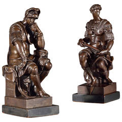 Pair of Patinated Bronze Figures of Lorenzo and Giuliano de Medici