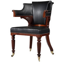 Rare George IV Late Regency Mahogany 'Klismos" Desk Chair