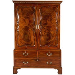 Early George III Mahogany Linen Press attributed to Phillip Bell of London