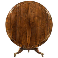 Regency Rosewood 
Brass Inlaid Circular Centre Table