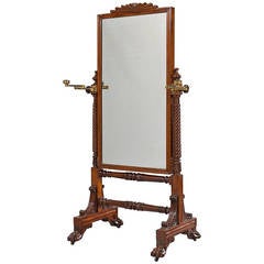 William IV Mahogany Cheval Glass Dressing Mirror