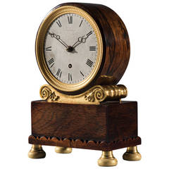 Regency Rosewood Drumhead Bracket Clock