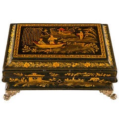 Regency Japanned Chinoiserie Lacquered Box
