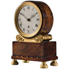 Antique George IV Regency Rosewood Drumhead Bracket Clock