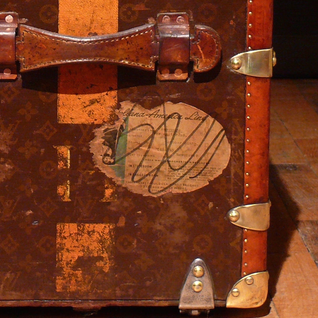French Delightful Louis Vuitton Shoe Trunk with Striped Livery, circa 1935