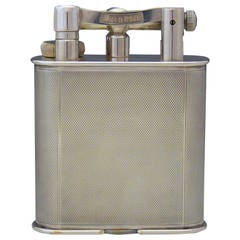 Superb Engine Turned Silver Plated Dunhill Table Lighter, circa 1950