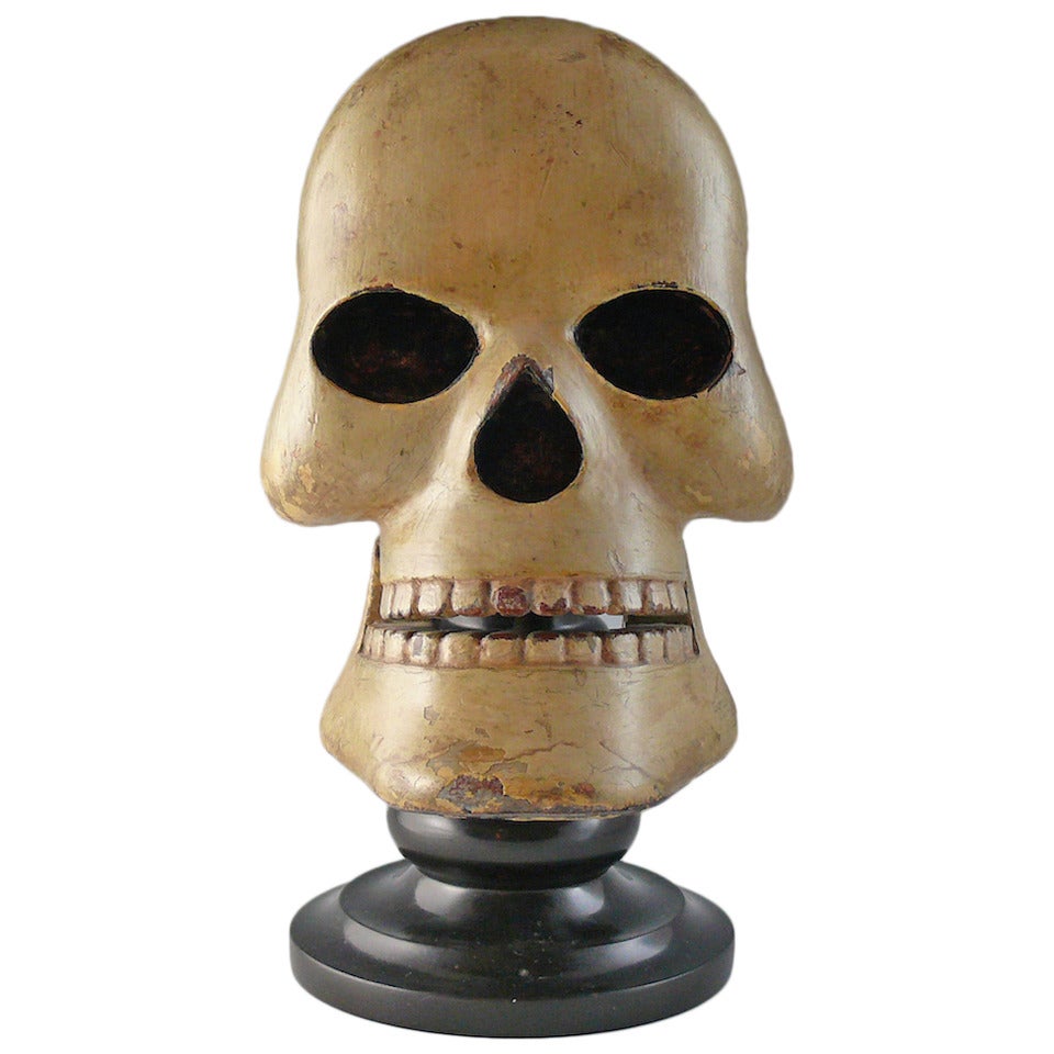 Victorian Momento Mori Skull on Marble Base