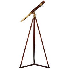 Excellent World War I Leather Covered Brass Telescope. Dated 1917.