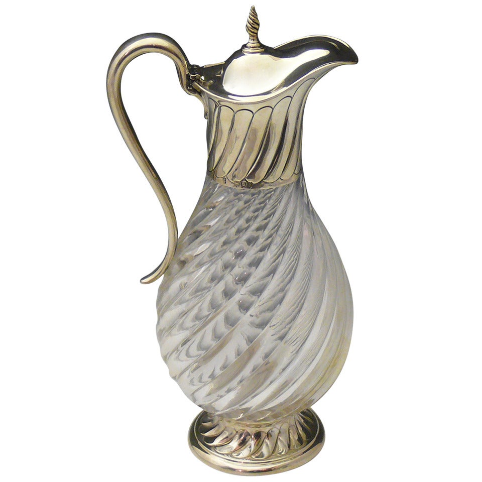 Antique Silver and Glass Claret Jug