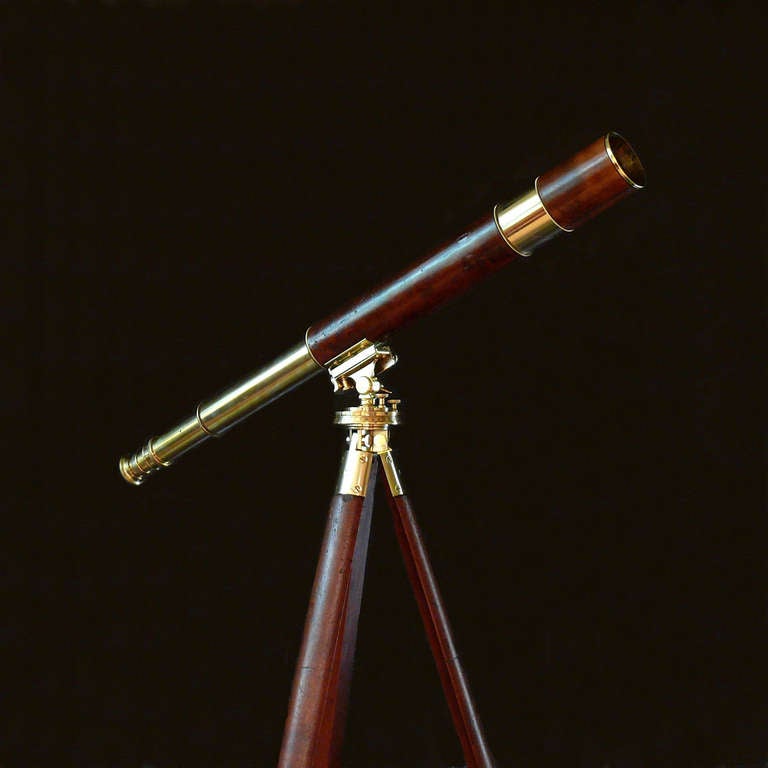 British Excellent World War I Leather Covered Brass Telescope. Dated 1917.