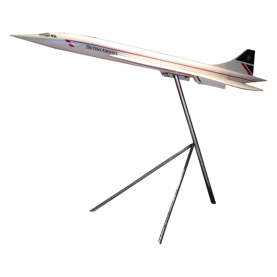 Large-Scale Vintage Aircraft Model of Concorde.