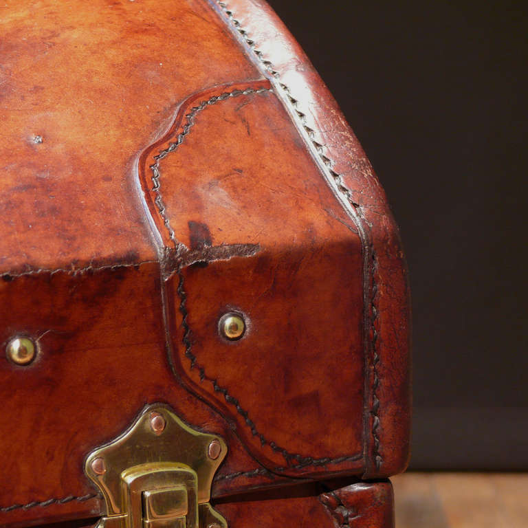 Dome Topped Leather Trunk 5