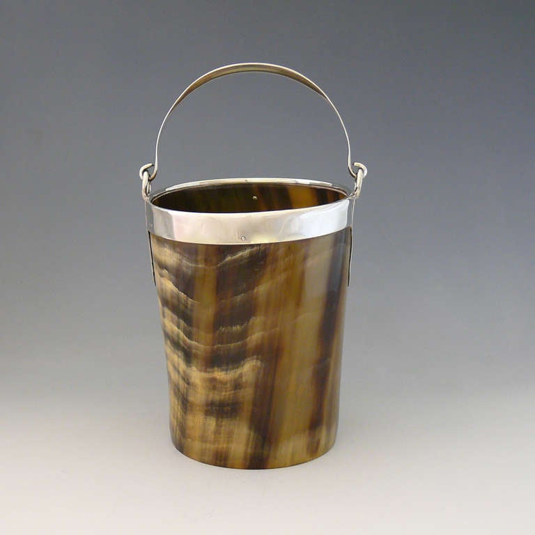 British Horn and Silver Ice Bucket