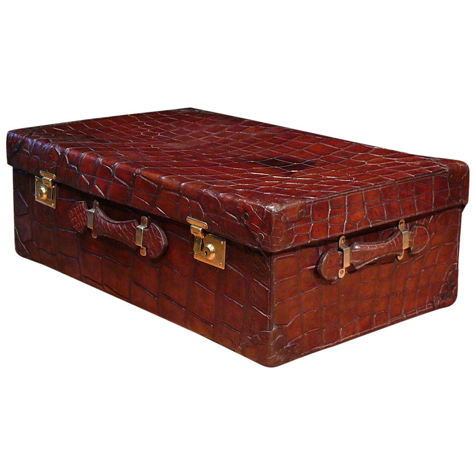 Large Crocodile Skin Suitcase