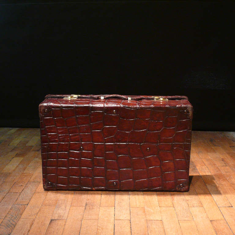 Large Crocodile Skin Suitcase In Good Condition In London, GB