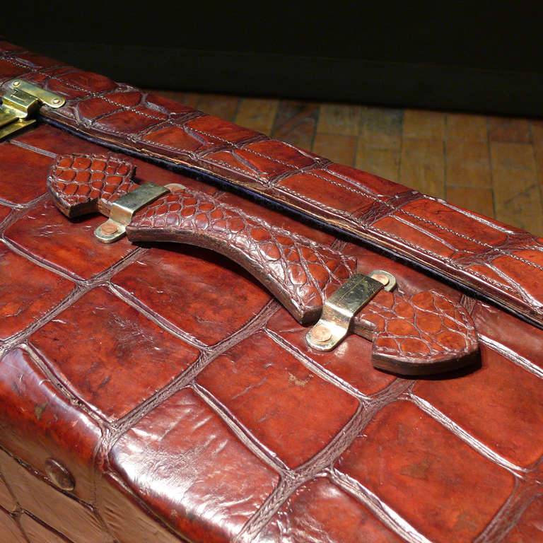 Large Crocodile Skin Suitcase 3