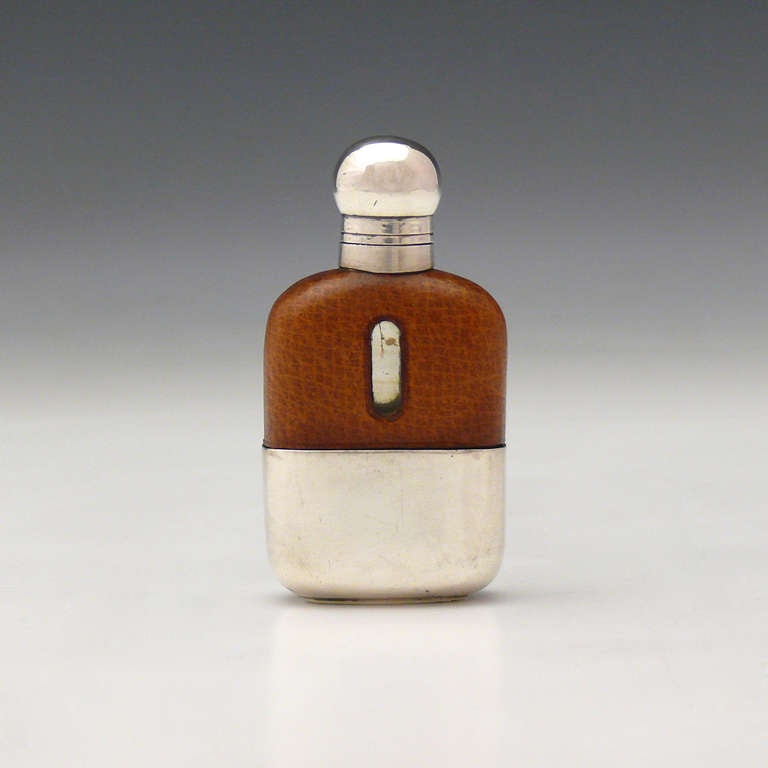 Miniature Leather and Silver Plated Flask