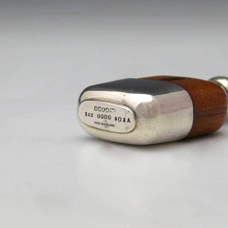 20th Century Miniature Leather and Silver Plated Flask