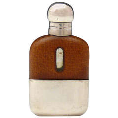 Vintage Miniature Leather and Silver Plated Flask