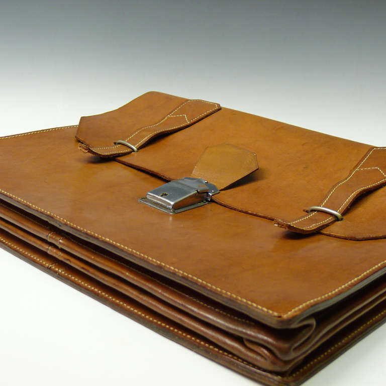 Mid-20th Century Stylish Mid Tan Leather Briefcase Circa 1935