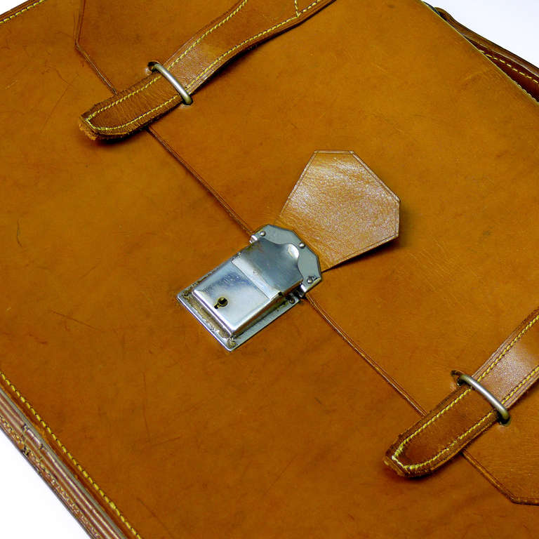 Stylish Mid Tan Leather Briefcase Circa 1935 2