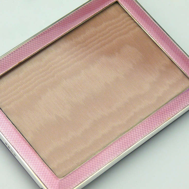 20th Century Pink Enamel and Silver Frame