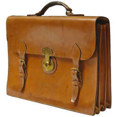 Mid Tan Leather Briefcase