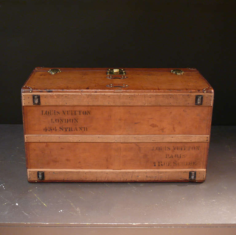Leather Louis Vuitton Steamer Trunk circa 1900 In Excellent Condition In London, GB