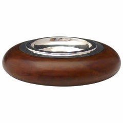 Vintage Leather and Silver Ashtray circa 1960
