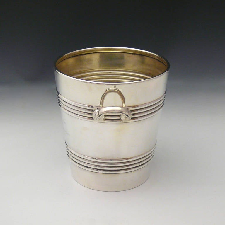 A wonderful silver plated RAF presentation ice bucket with enscription to FLT. LT. Bob Barcilon 1961 by No. 2 (AC) Squadron and engraved squadron motif. Made by Walker & Hall of Sheffield. It includes a strainer in the bottom to help the ice to