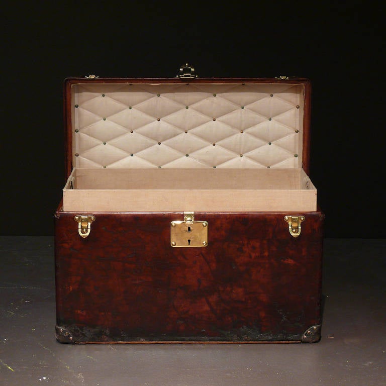 20th Century Small Leather Louis Vuitton Trunk circa 1905