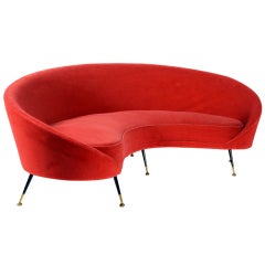 Stylish italian curved sofa in the manner of Ico Parisi