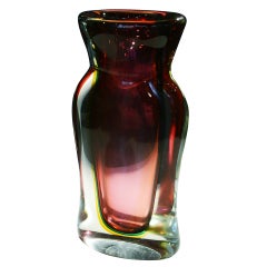 Murano "Triple Sommerso" Glass Vase by Flavio Poli for Seguso