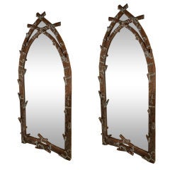 Antique 19th c. pair of large iron sheet mirrors