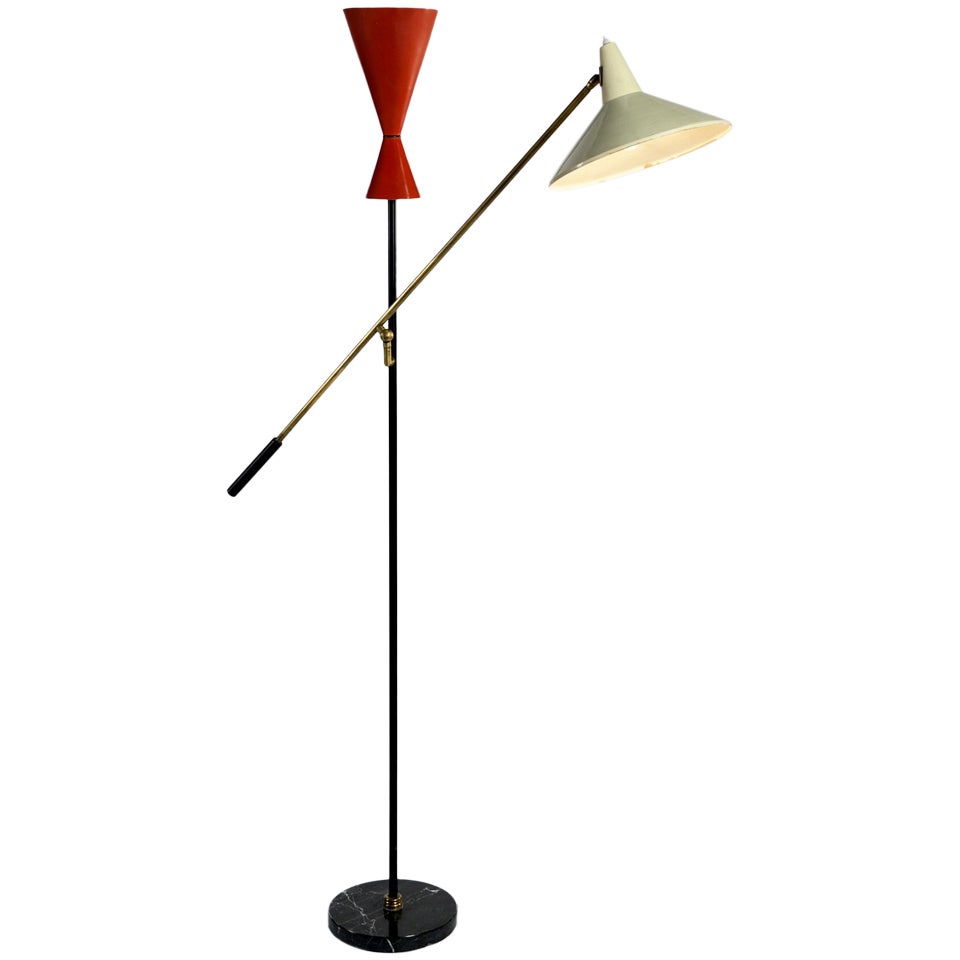 Exquisite '50s double arm floor lamp