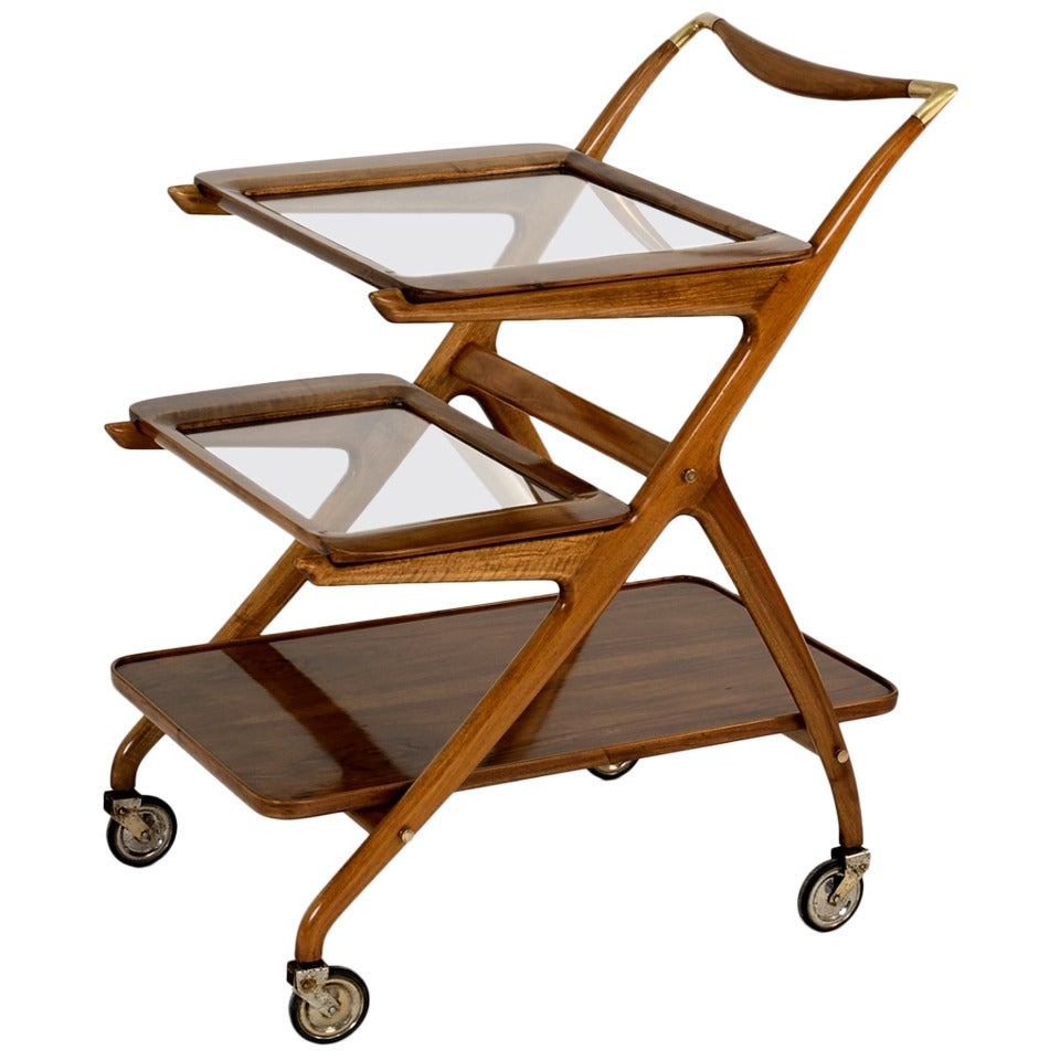 Rosewood 1950s Italian Cart in the Manner of Ico Parisi