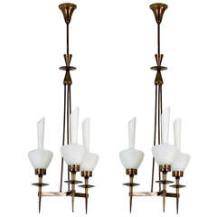 Pair of Three-Arm "Torchere" Chandeliers, Italy, 1950 Pair of Three-Arm "Torchere" Chandeliers, Italy, 1950