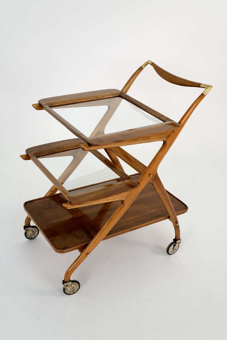 Mid-20th Century Rosewood 1950s Italian Cart in the Manner of Ico Parisi